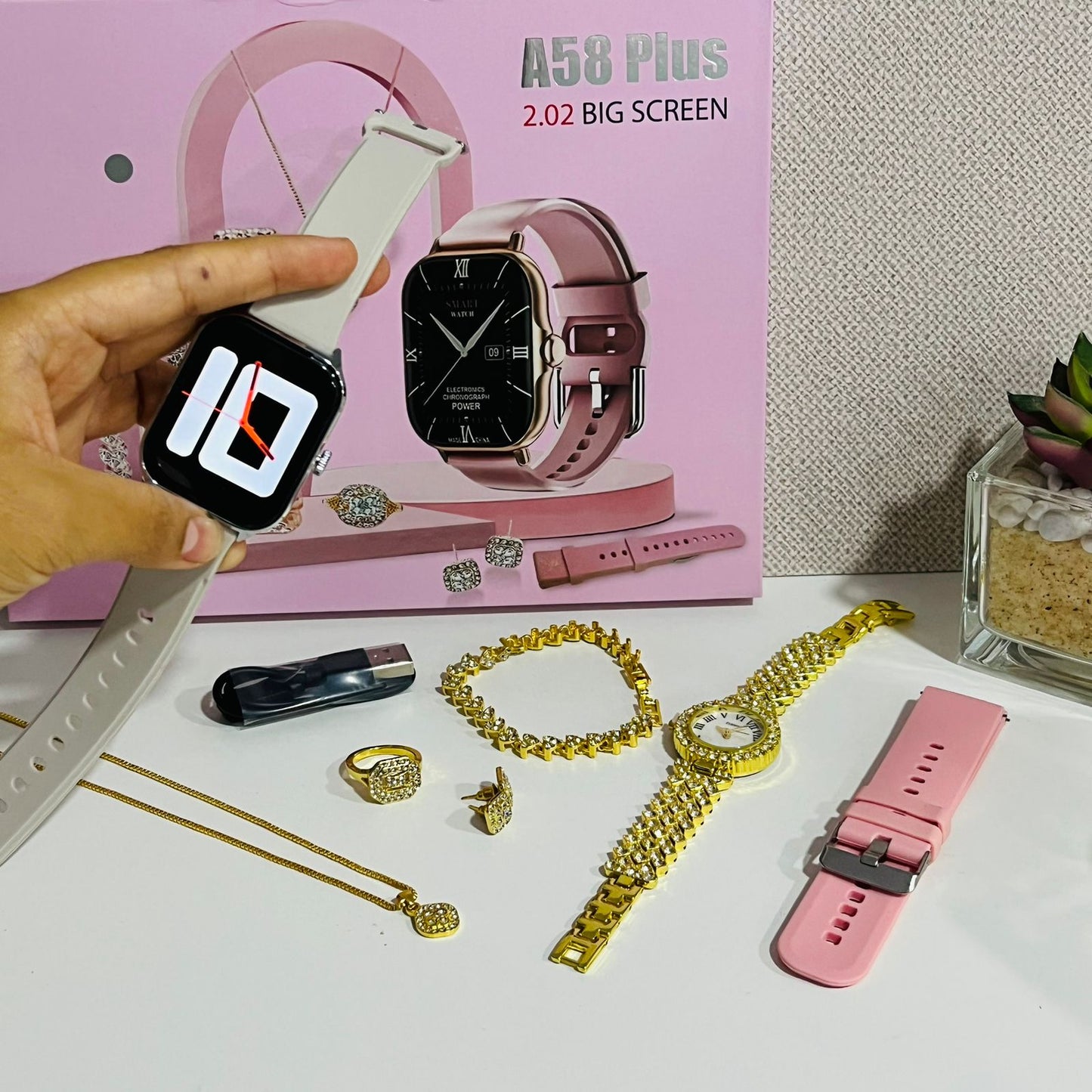 SMARTWATCH + KIT FEMENINO A58 PLUS